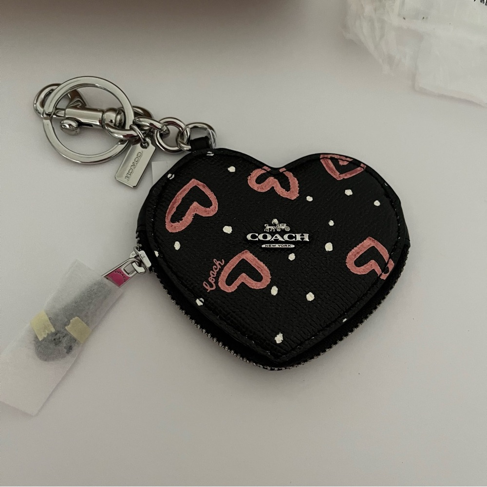 Coach Coin Pouch Bag Charm With Crayon Hearts Print
NWT